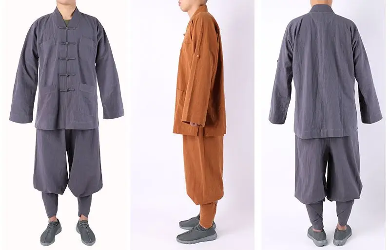 Унисекс 5 цветов осень и весна из хлопка льна Shaolin Monk kung fu боевые искусства ушу