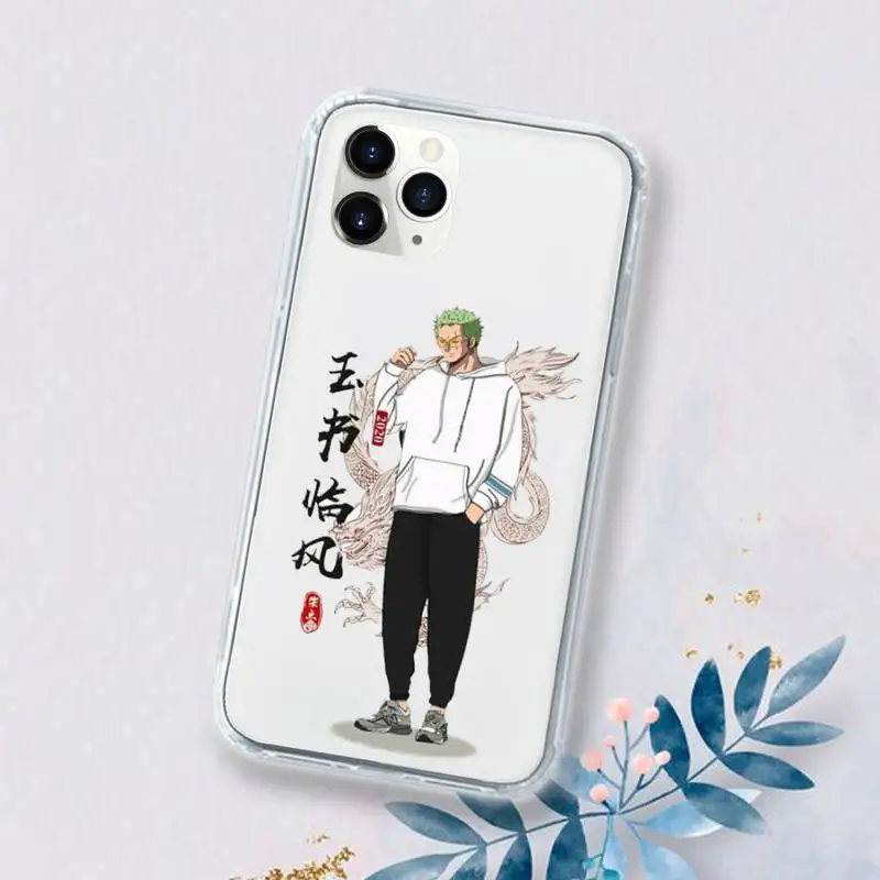 

One Piece Zoro Japanese Manga Phone Case Transparent for iPhone 11 12 mini pro XS MAX 6 6S 8 7 Plus X 5S SE 2020 XR