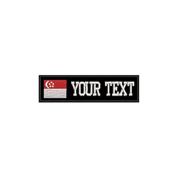 Singapore flag Rectangular 1 line custom Embroidered Name hook onpatch US brazil French UK country flag personalized flag for jacket,bag,coat - Цвет: Singapore flag