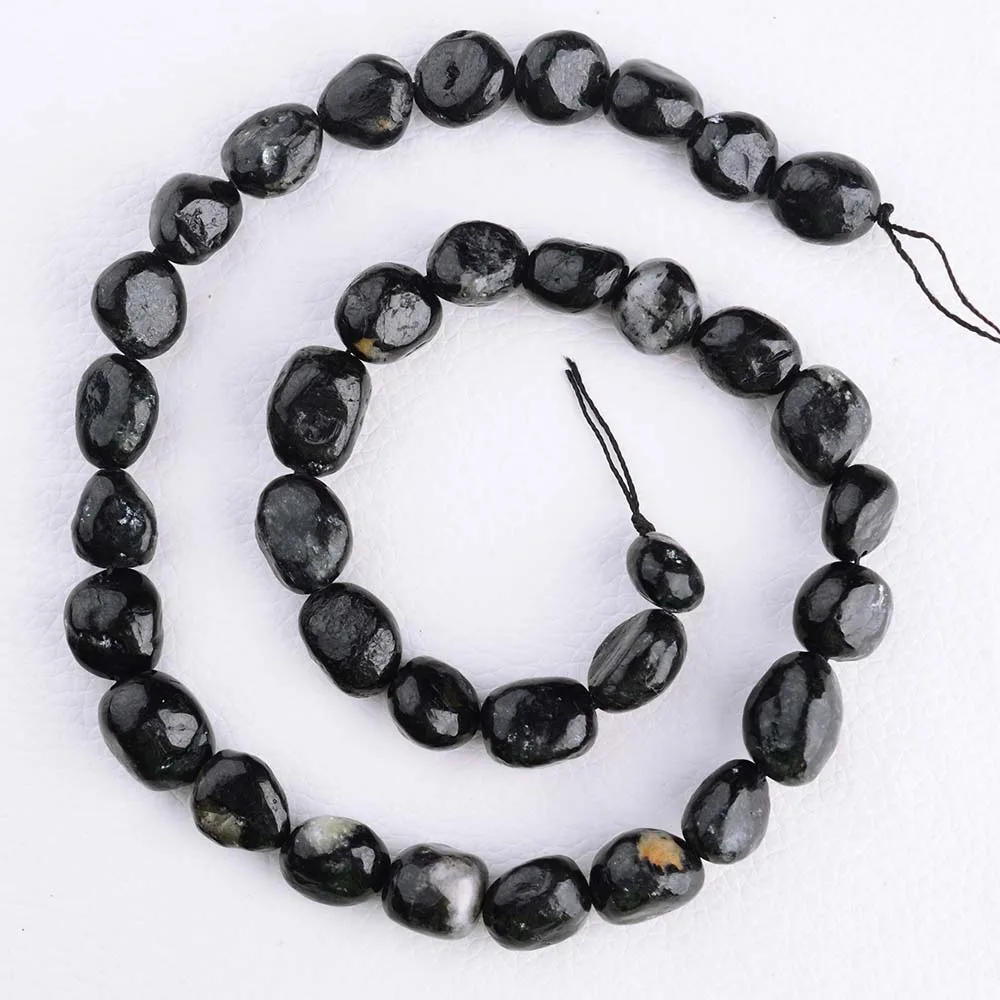 

2 strands/lot Natural Top Grade Natural Black Obsidian irregular Oval Stone Beads 15"