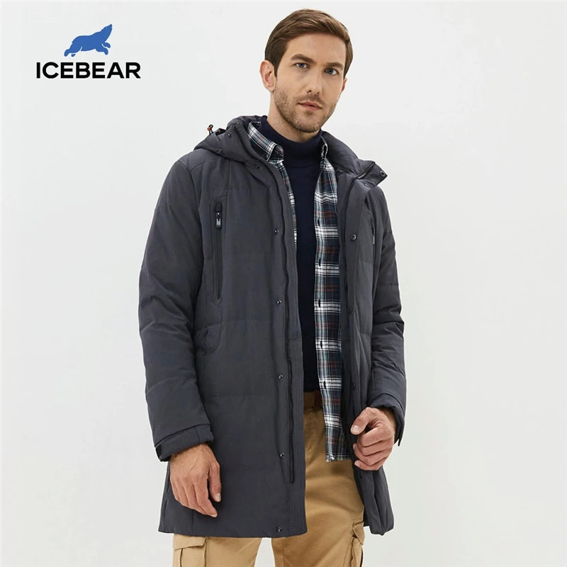 Новинка 2020 зимние мужские пуховики Icebear с капюшоном толстая и теплая зимняя