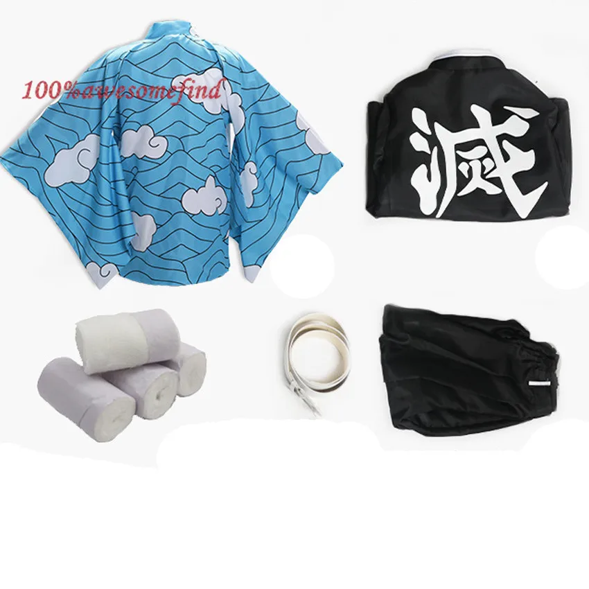 full set Аниме Kimetsu no Yaiba Demon Slayer Urokodaki Sakonji Рождественский Карнавальный костюм для мужчин и женщин Униформа пояс куртка комплект кимоно - Цвет: full set