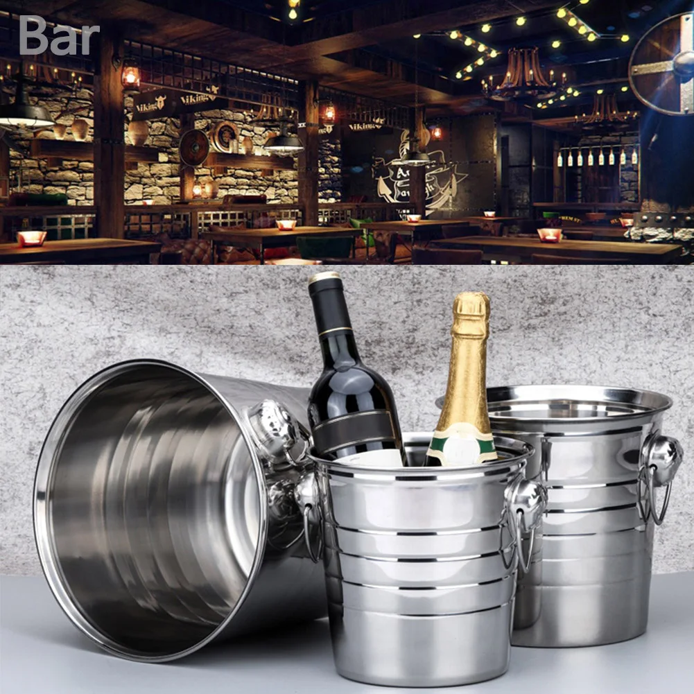 

3L/5L/7L High Quality Stainless Steel Ice Bucket Thick Ice Holder Container Suitable Bar Party Restaurants Champagne Wine Barrel