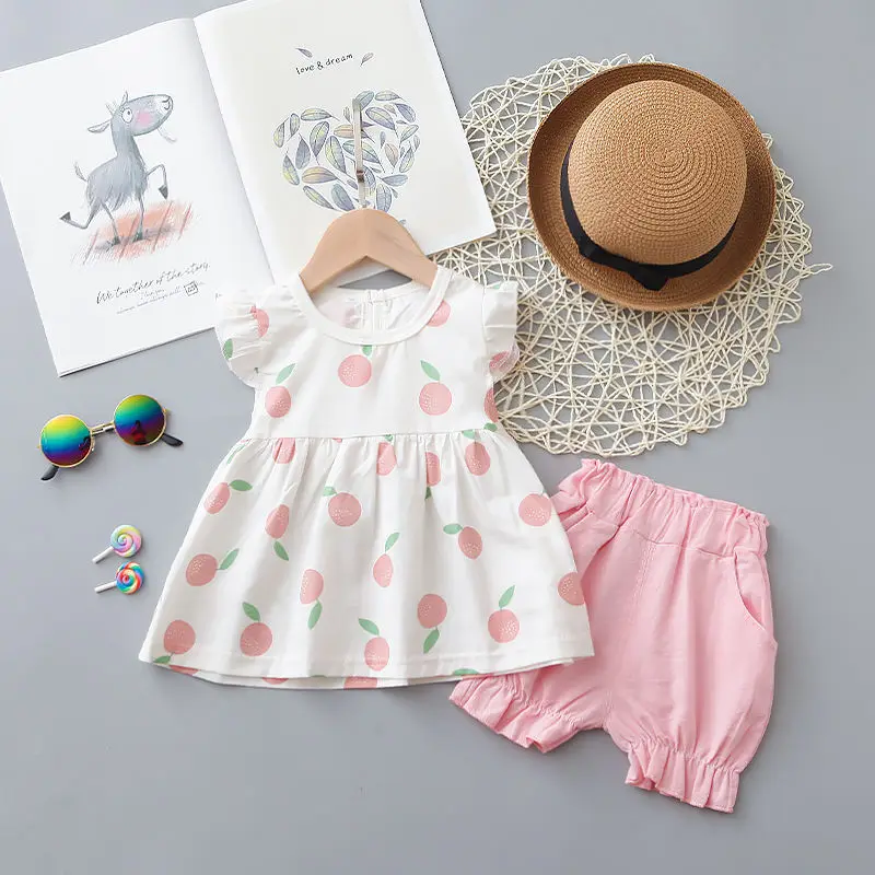 

New Baby Girls Clothing Outfits Brand Summer Newborn Infant Sleeveless T-shirt Shorts 2pc/Sets Clothes Casual Sports Tracksuits