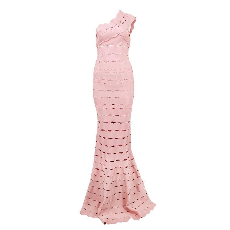 Элегантное коктейльное платье знаменитости длинное бандажное цвета хаки