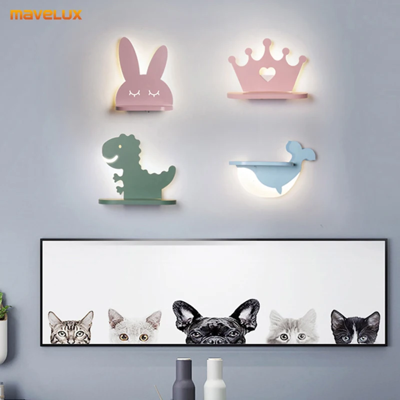 Светодиодный настенный светильник с милыми животными прикроватная лампа для