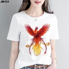 Женская футболка с принтом Феникса и дракона, в стиле Харадзюку