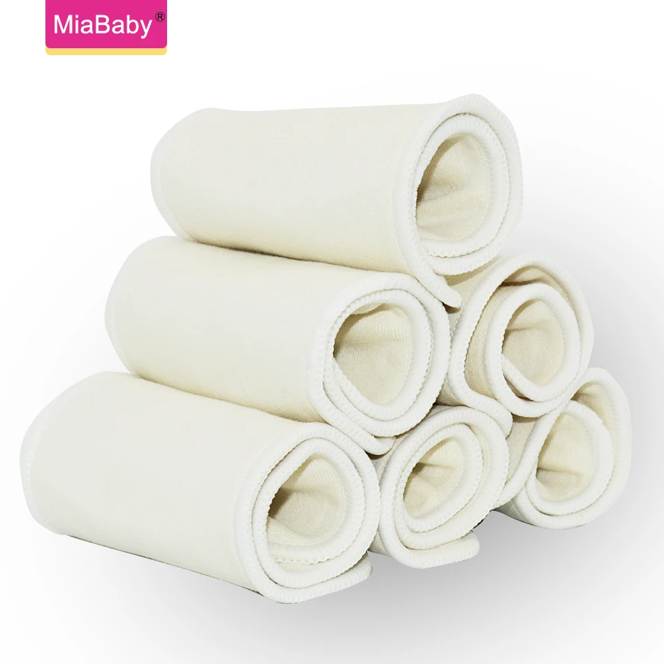 Miababy 5 шт/10 шт 3 слоя конопляные тканевые подгузники, вставка, многоразовая, супер мягкий детский вкладыш в подгузник 35x13,5 см для тканевых подг...