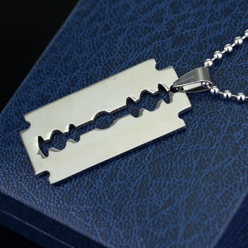

collier rasoir Male Steel Razor Blade Pendant Necklaces Barber Salon Jewelry Shaver Shape Necklace for men women dropshipping