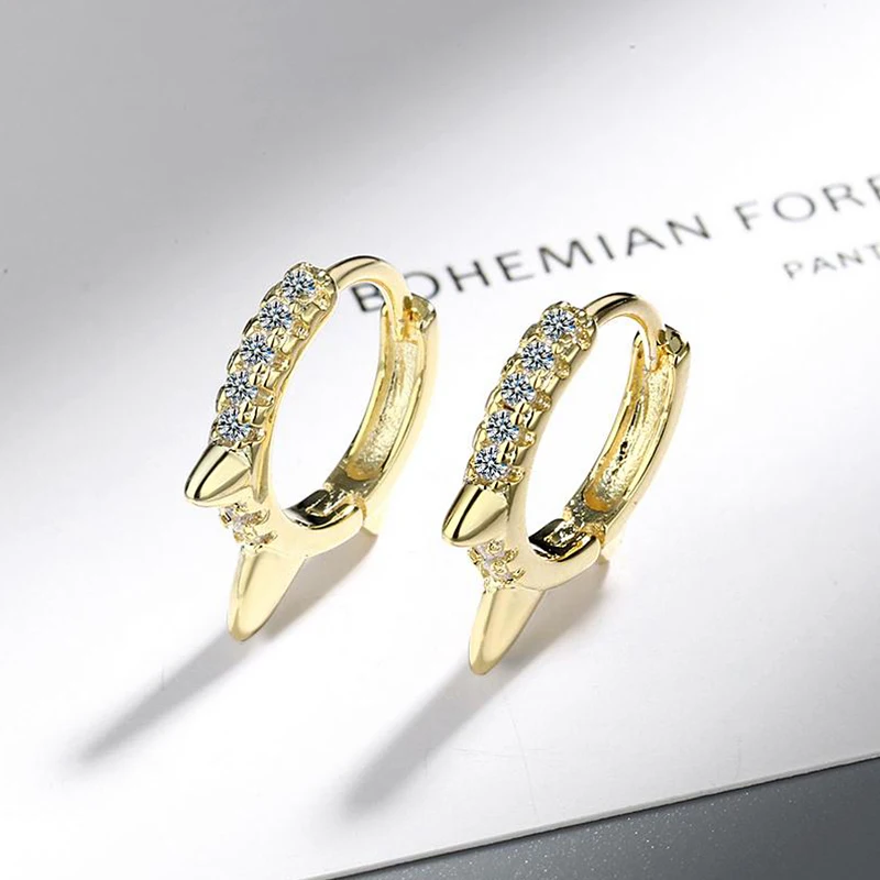 Симпатичные 5A серьги-кольца с кристаллами циркония модные золотистые Huggie