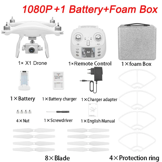 1080P 1 Battery Двойной gps Дроны с камерой HD 5G WiFi FPV Дрон бесщеточный двигатель траектория полета Гравитация датчик gps Смарт следование Радиоуправляемый Дрон X1 - Цвет: 1080P 1 Battery