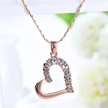 

2021 Romantic Jewelry Heart-shaped Pendant Rhinestone Necklace for Women Gift