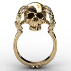 Новые трендовые позолоченные кольца в стиле хип-хоп с черепом в стиле рок для мужчин и женщин, ювелирные изделия для вечерние, подарки