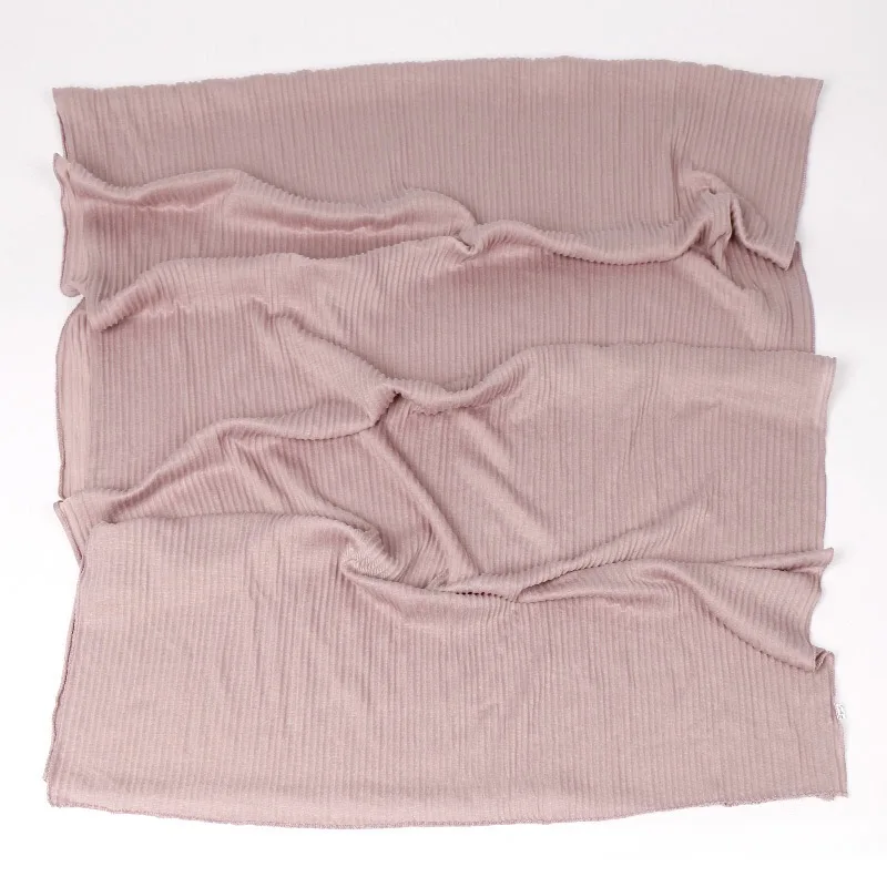 Однотонная мятая трикотажная шаль большого размера плиссированная повязка для