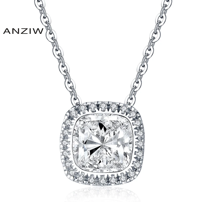 Ожерелье женское из серебра 2 5 пробы с подвеской в форме подушки искусственным