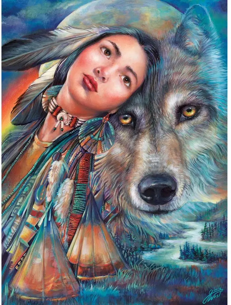 

1000 Piece Jigsaw Puzzle - Dream of The Wolf Maiden, American Wolf Educational Toys Learning Toys for Children