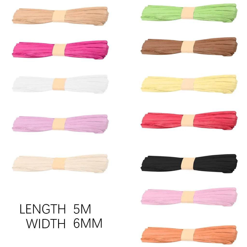 

6mm Raffia Paper Ribbon Bundles 5M Meter Decorating Gifts Crafts Scrapbooks Ear Cord for mask Elastic Band DIY Clothing Craft