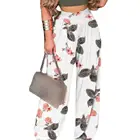 Брюки женские прямые с цветочным принтом, повседневные спортивные штаны свободного покроя с эластичным поясом, уличная одежда, белый цвет, xxxl, на лето-осень