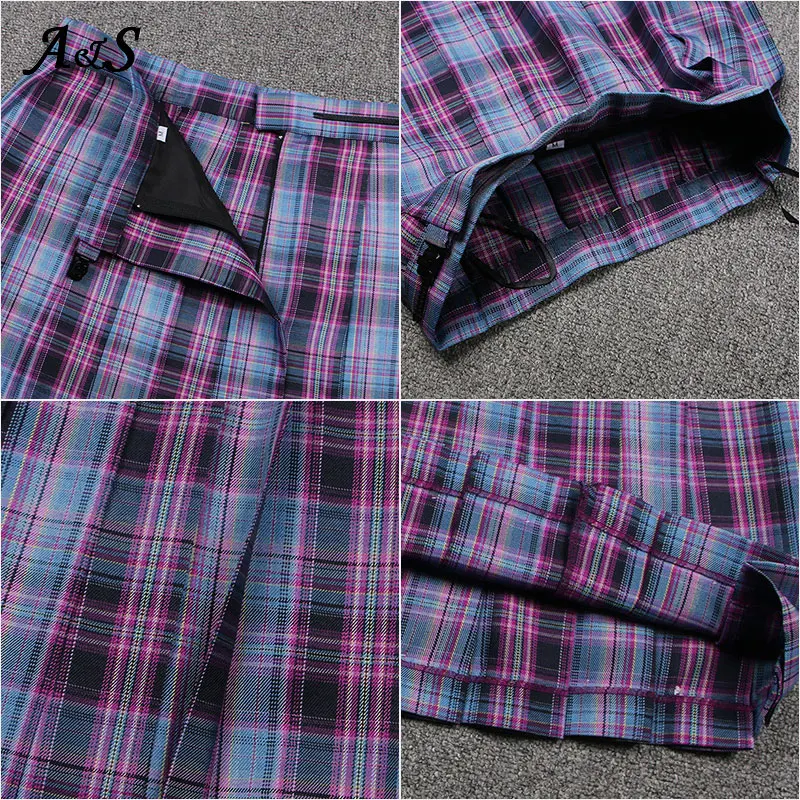 

Anbenser Stundent Lady Girls Long/Short Sleeve High Waist Pleated Plaid Skirts Girl JK Uniforms School Students Anime Dress