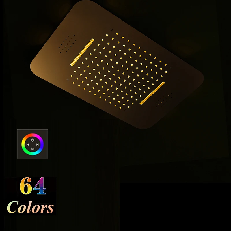 Ванная комната 64 цвета золотой Хром Встроенный потолочный светодиодный Bluetooth