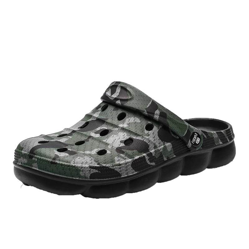 

Crocks Boy Sandals Summer Hole Shoes Crok Rubber EVA Unisex Garden Shoes Camouflage Gray Letter Crocse Beach Flat Men Slippers