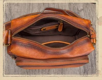 Vintage Leather Mens Shoulder Messenger Bag Male Large Capacity Crossbody Bags Retrocrossbody Bag Cross Square Slit Pocket