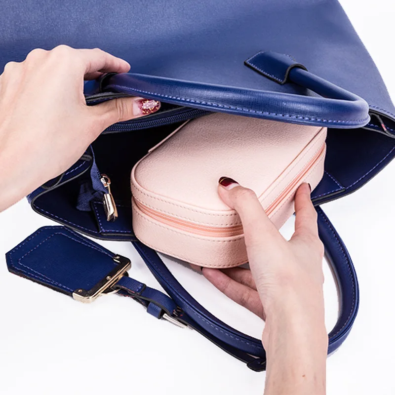 Простая коробка для хранения серег и дисков из искусственной кожи подвижная