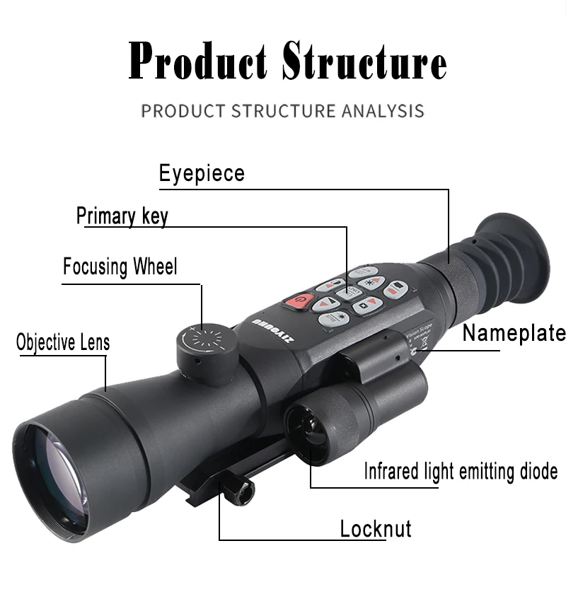 HD Infrared Digital Night Vision Sight Zoom Monoculars Night Ranging Riflescope Aiming Device for Hunting Scope Video Recording