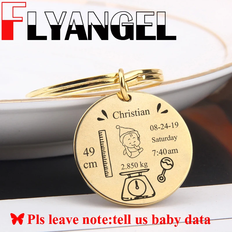 FLYANGEL детский брелок на заказ, новые детские данные, модная сумка, очаровательные ювелирные изделия, новые подарки для отца и матери