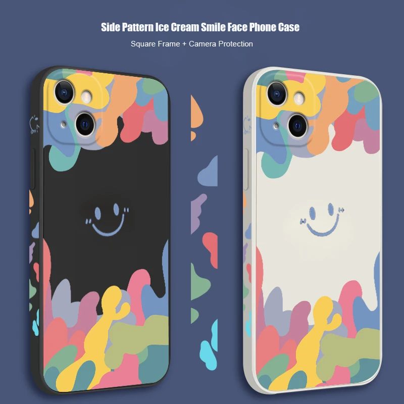 summer ice cream smile face phone case for iphone 12 mini 13 11 pro max x xr xs max 7 8 plus se 2 luxury cartoon silicone cover free global shipping