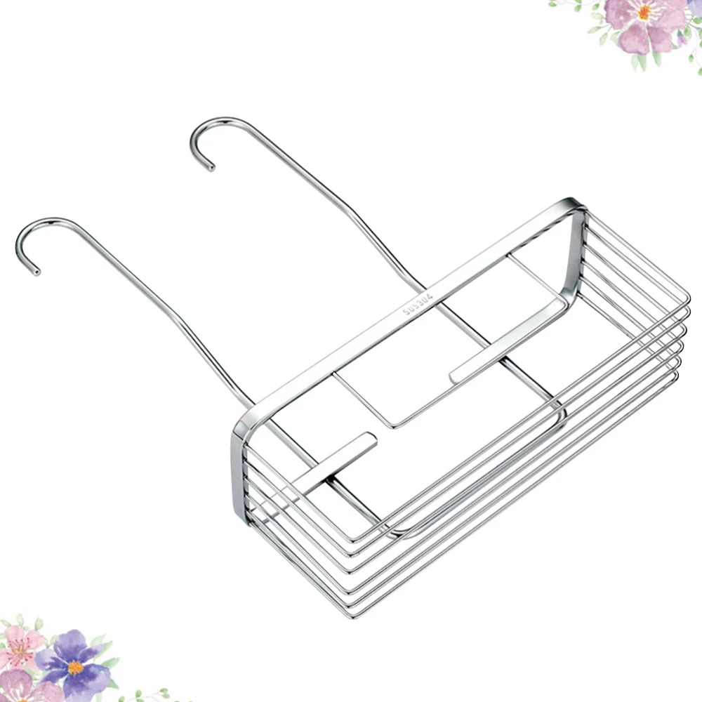 

1pc Stainless Steel Storage Rack Shower Rack Hanging Shelves Toiletries Display Holder for Toilet Bathroom Kitchen (Silver)