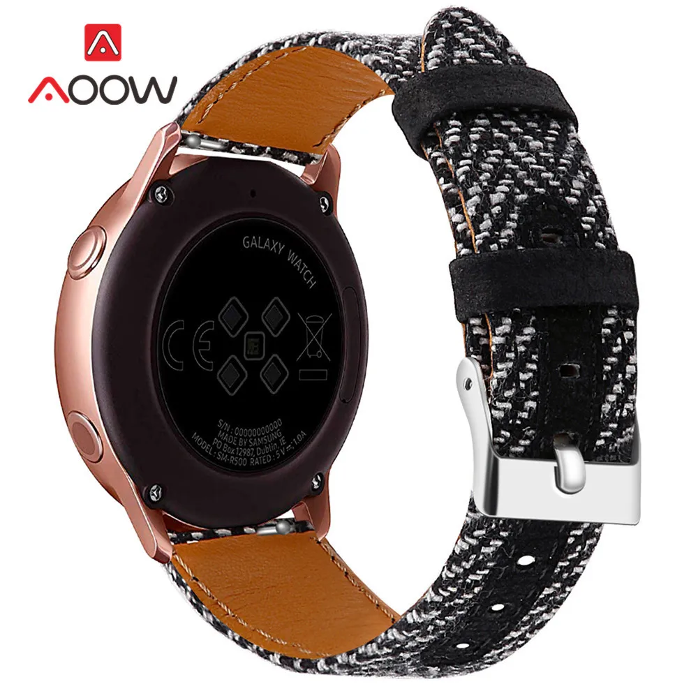 Нейлоновый ремешок из натуральной кожи для samsung Galaxy Watch Active 42 мм 46 мм gear S2 S3 Amazfit BIP браслет ремешок 20 мм 22 мм