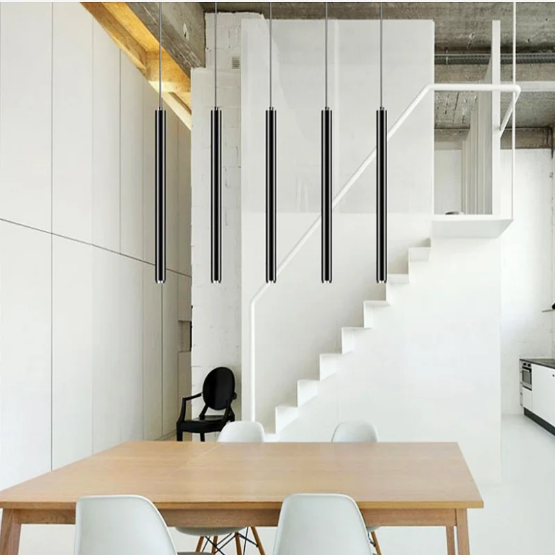 Светодиодная люстра с длинной трубкой регулируемое освещение для дома и