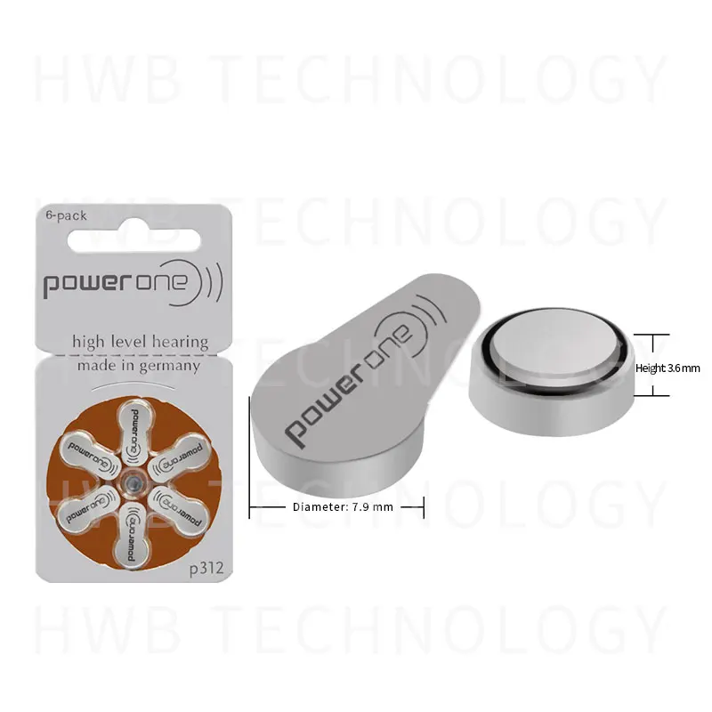 Оригинальные цинковые воздушные аккумуляторы размер 312 P312 PR41 для слухового