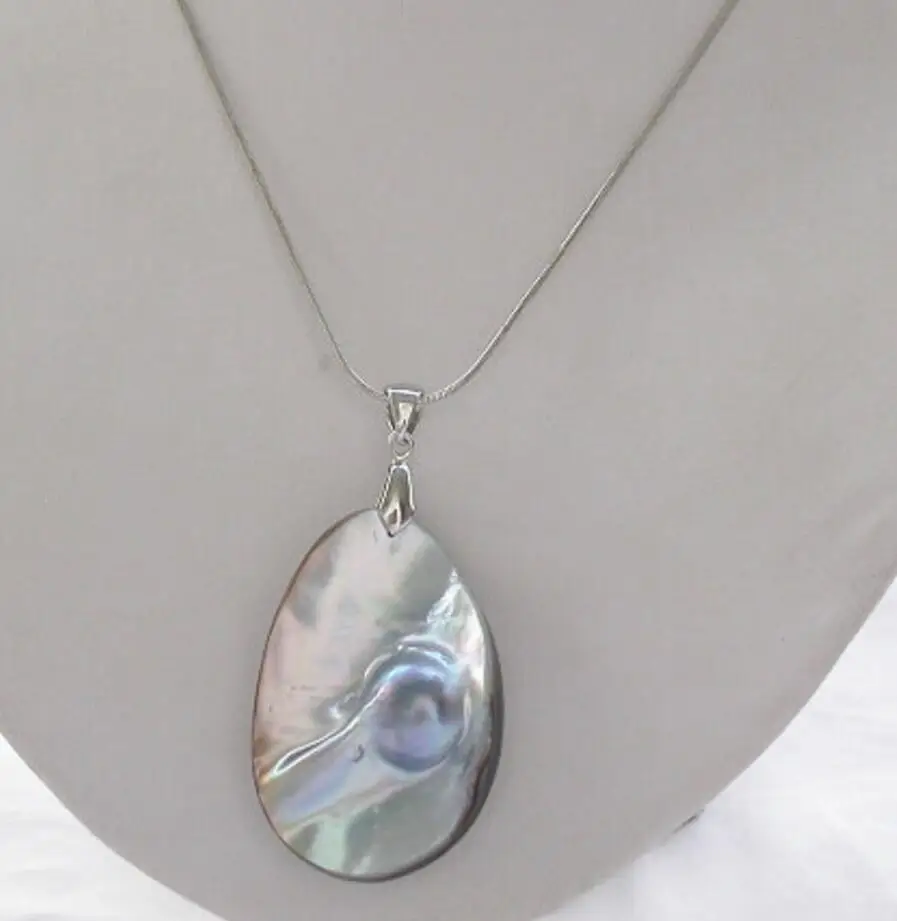 Бесплатная доставка Лидер продаж огромное натуральное 50 мм серое ожерелье с