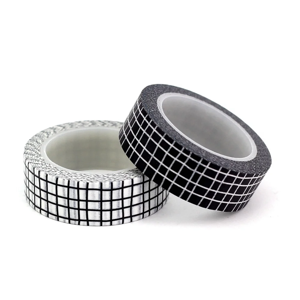 Полезные черно-белые японские ленты в клетку японская бумага DIY планировщик