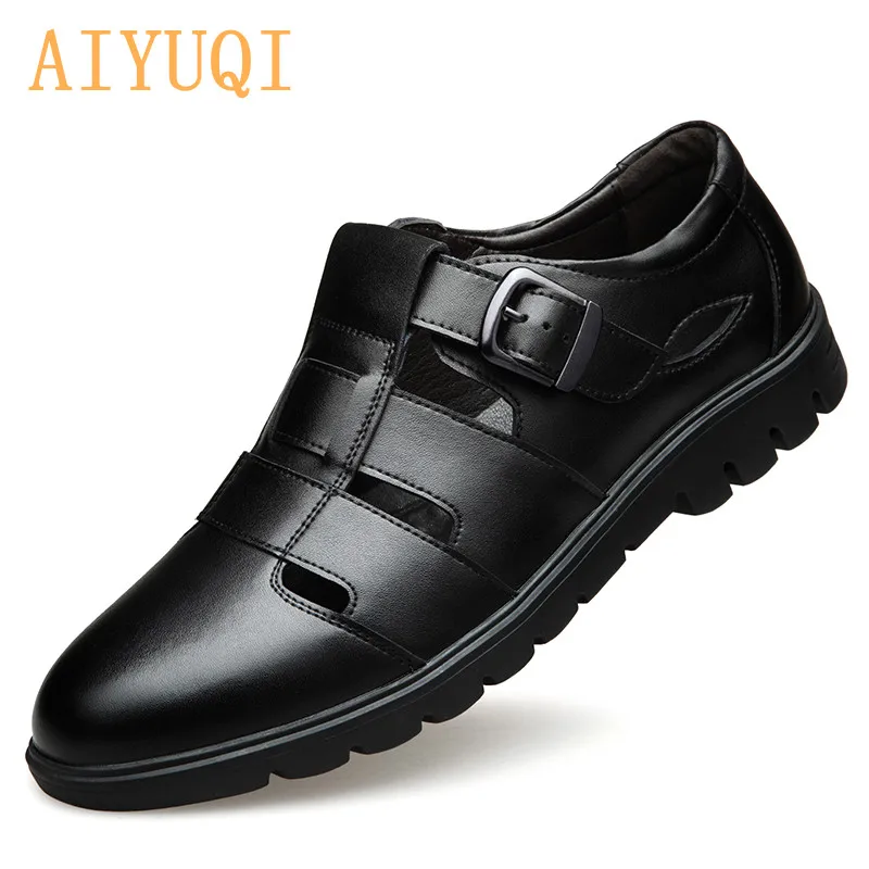 Мужские летние сандалии из натуральной кожи Сандалии для среднего возраста