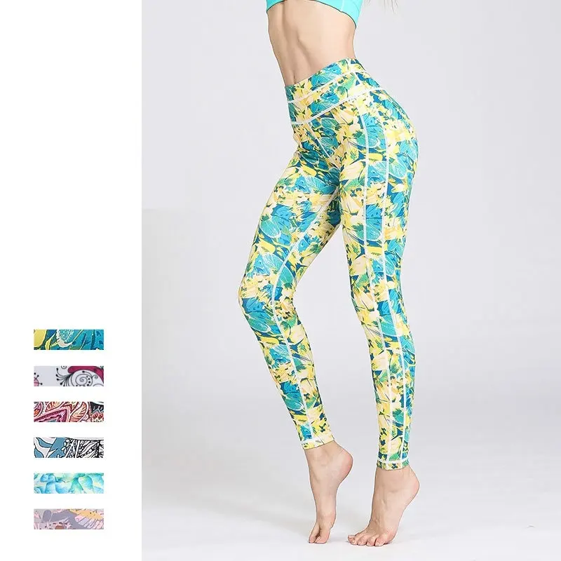 

New women Yoga Pants High Waist Sports Leggings Women Trainer Long Tights Flower Push Up Running Trouser Workout Plus Size XL