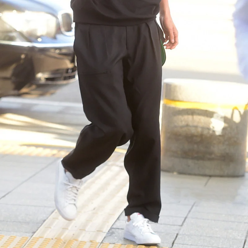 

casual Men's pants Zhao Yincheng same simple loose straight pants pleated overalls big pocket pants