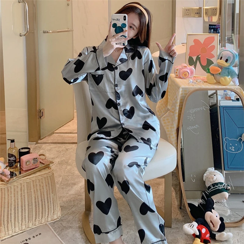 

Women's Pajamas Sexy Print Dot Summer Female Pyjamas Long Shirt Large Size 2Piece/Set Stitch Lingerie Home Suit 2XL-7XL