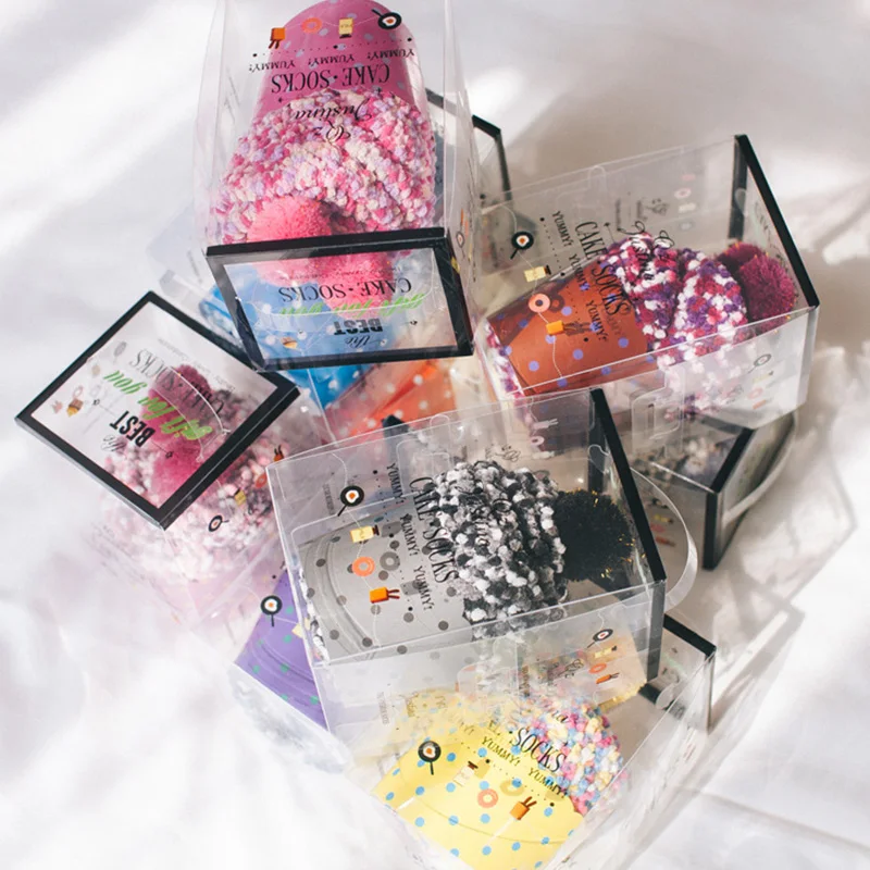 Новые Теплые женские зимние носки из плотной шерсти с помпоном милые