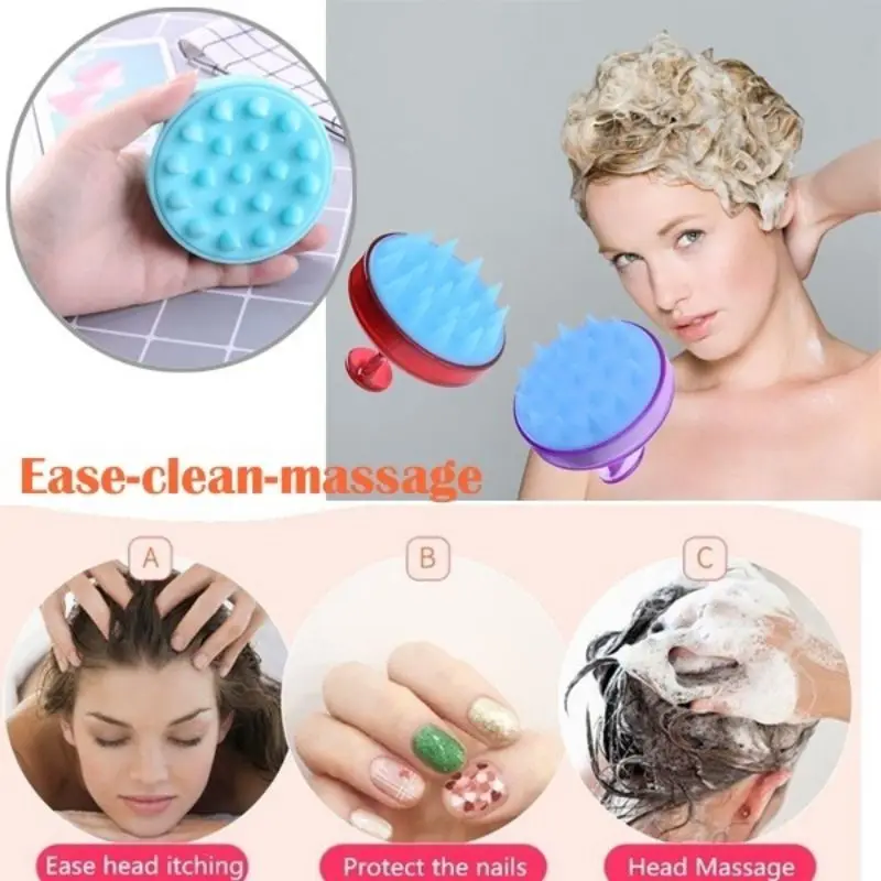 

Wholesale Spa Hair Shampoo Silicone Brush Head Shower Bath Brush Hair Washing Comb Body Scalp Massage New S1