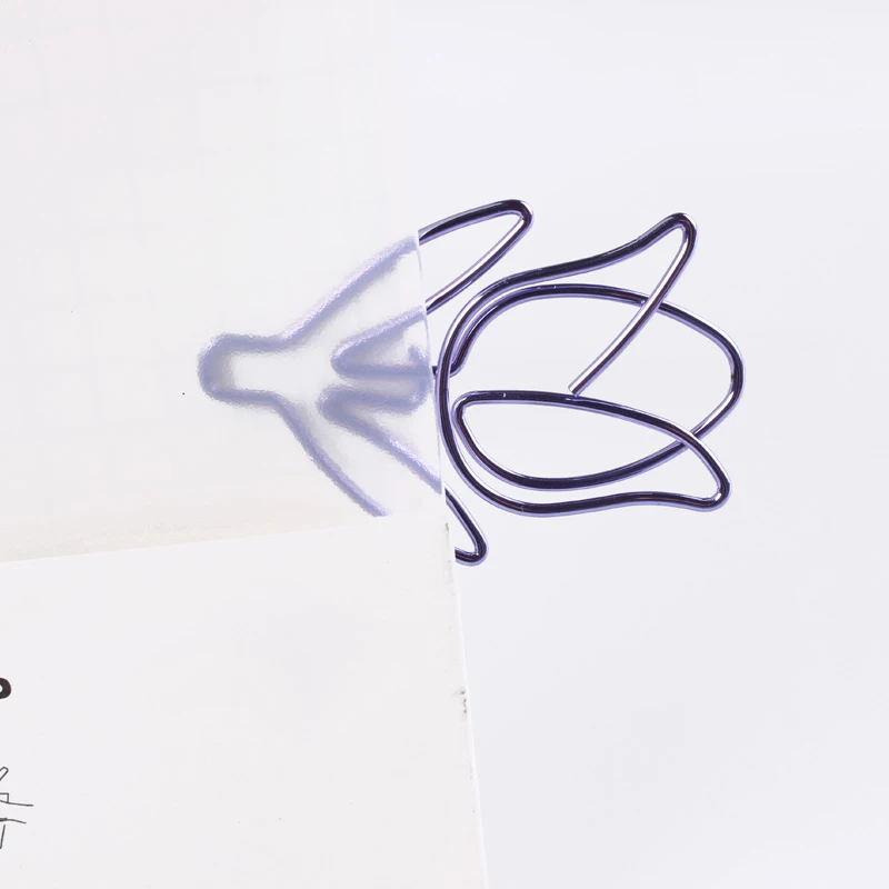 12 шт./коркорт. Фиолетовый зажим для бумаги в форме тюльпана Закладка канцелярские