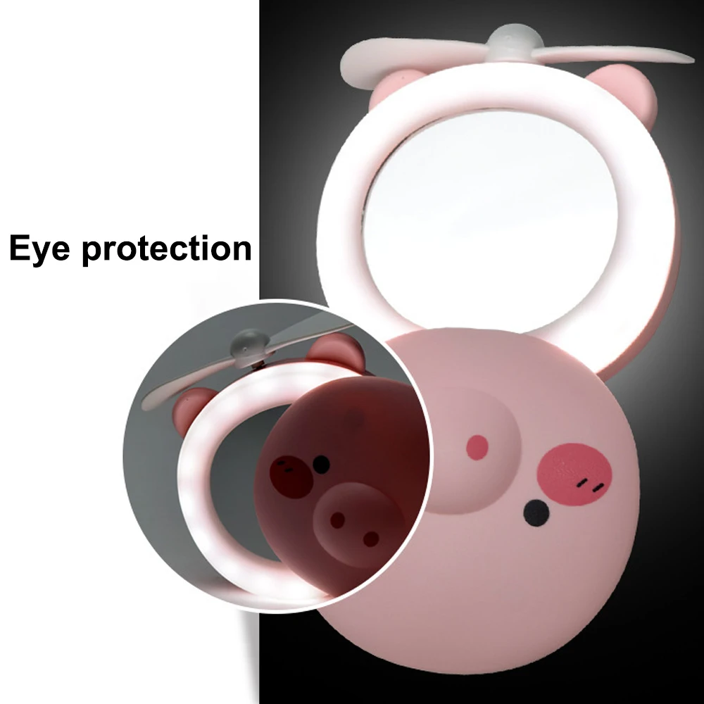 Портативный светодиодный светильник с рисунком поросенка зеркальный вентилятор