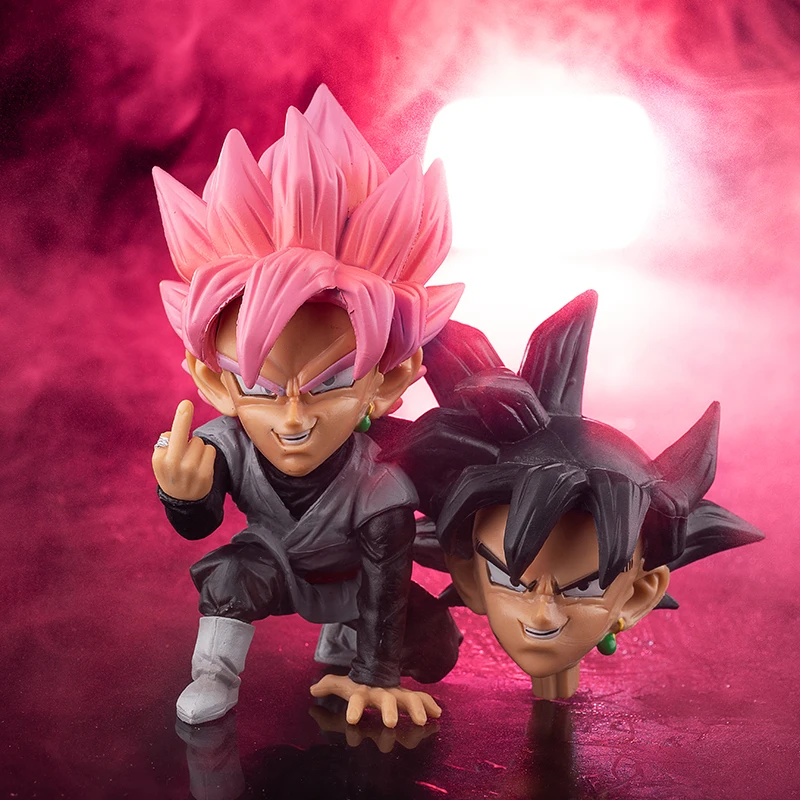 

Action Dragon Ball GK Toy Action Figure Pink Black Goku Saiyan Replaceable Plug Cute Doll Hand-Made Car Decorations Holiday Gift