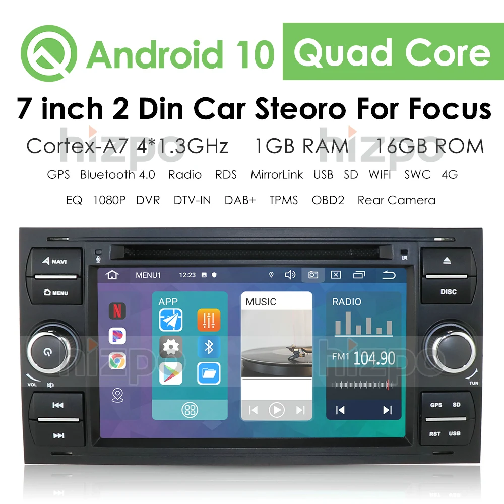 2Din Android 10 автомобиль радио для Ford Focus S max C MAX Mondeo Transit плеер 7 дюймов сенсорный экран