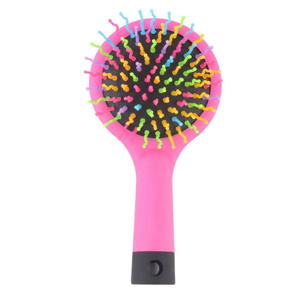 

2015 Hot Selling 1pc Rainbow Volume Anti-static Magic Detangler Hair Curl Straight Massage Comb Brush Styling Tools With Mirror