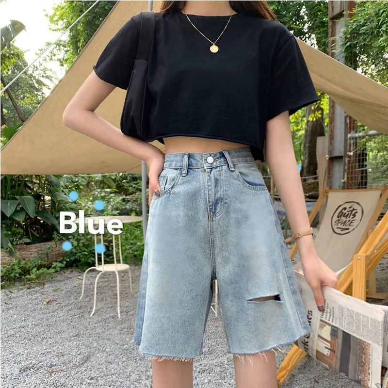 

GOOHOJIO 2021 Summer New Fashion Wide Leg Shorts Vintage Jeans High Waist Oversized Denim Shorts Casual Loose Jeans for Female