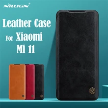 For Xiaomi Mi 11 Flip Case Nillkin Qin Vintage Leather Flip Cover Card Pocket Wallet Book Cases For Xiaomi Mi11 Phone Bags