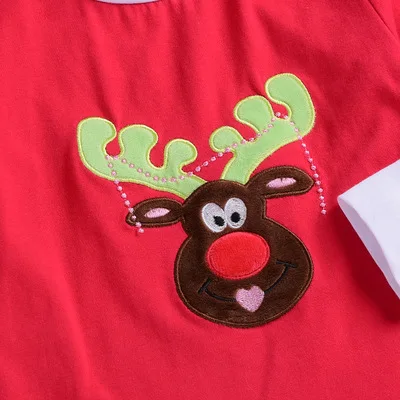 Комплект одежды для мальчиков и девочек повседневный Рождественский комплект из